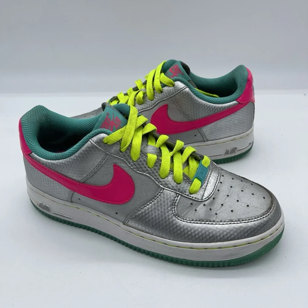 Nike Air Force 1 Low Youth Size 7 Shoes 314219-011 Metallic Sliver Women's 8.5